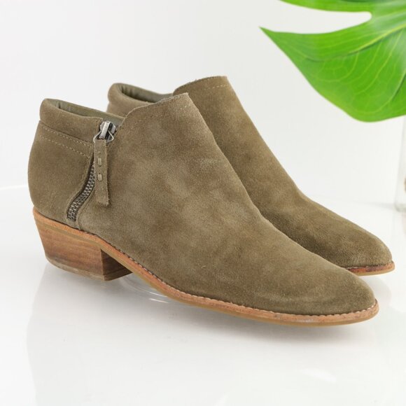 Steve Madden Womens Tobii Boot Size 7 Olive Green Suede Bootie Low Heel Comfy - Picture 1 of 11